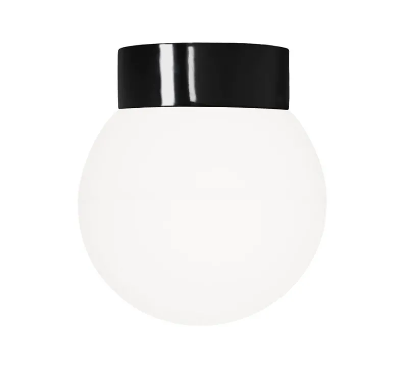 Classic Globe 200 loftlampe / væglampe IP44, sort/mat opal Glas Lamper|Vådrumslamper