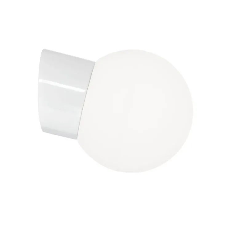Clearance Classic Globe 150 væglampe IP54, hvid/mat opal Hvide Lamper|Glas Lamper