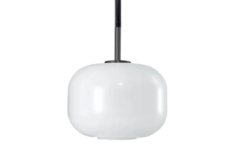 New Cuscino pendel small Ø15, titanium/opal Hvide Lamper|Glas Lamper
