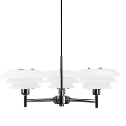 Sale DL20 lysekrone, opal/krom Hvide Lamper|Glas Lamper