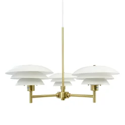 Hot DL20 lysekrone, opal/messing Messinglamper|Hvide Lamper