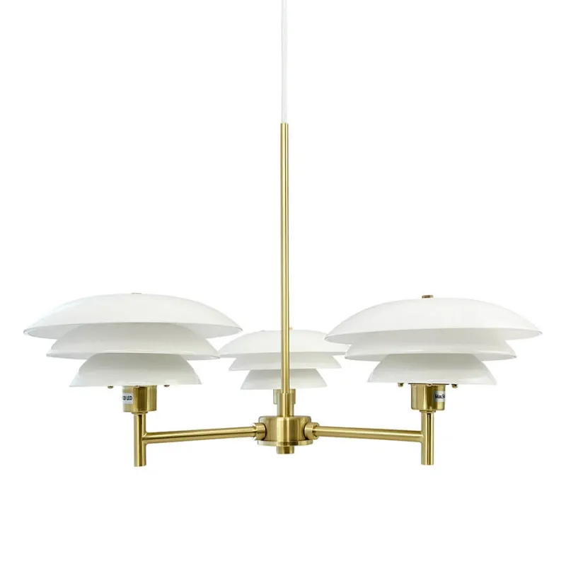 Hot DL20 lysekrone, opal/messing Messinglamper|Hvide Lamper