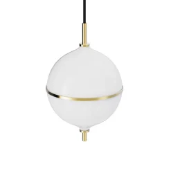 Online Eternal Moonlight pendel medium m/sort ledning, opal/messing Messinglamper|Hvide Lamper