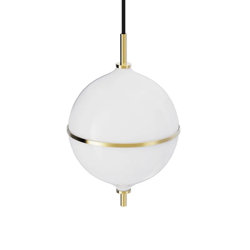 Online Eternal Moonlight pendel medium m/sort ledning, opal/messing Messinglamper|Hvide Lamper