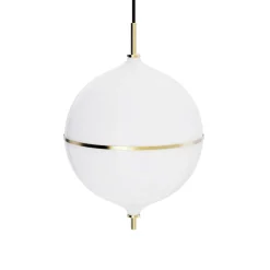 Eternal Moonlight pendel large m/sort ledning, opal/messing Messinglamper|Hvide Lamper