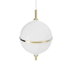 Clearance Eternal Moonlight pendel medium m/hvid ledning, opal/messing Messinglamper|Hvide Lamper