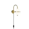 Discount Eternal Moonlight væglampe m/sort ledning, opal/messing Messinglamper|Hvide Lamper