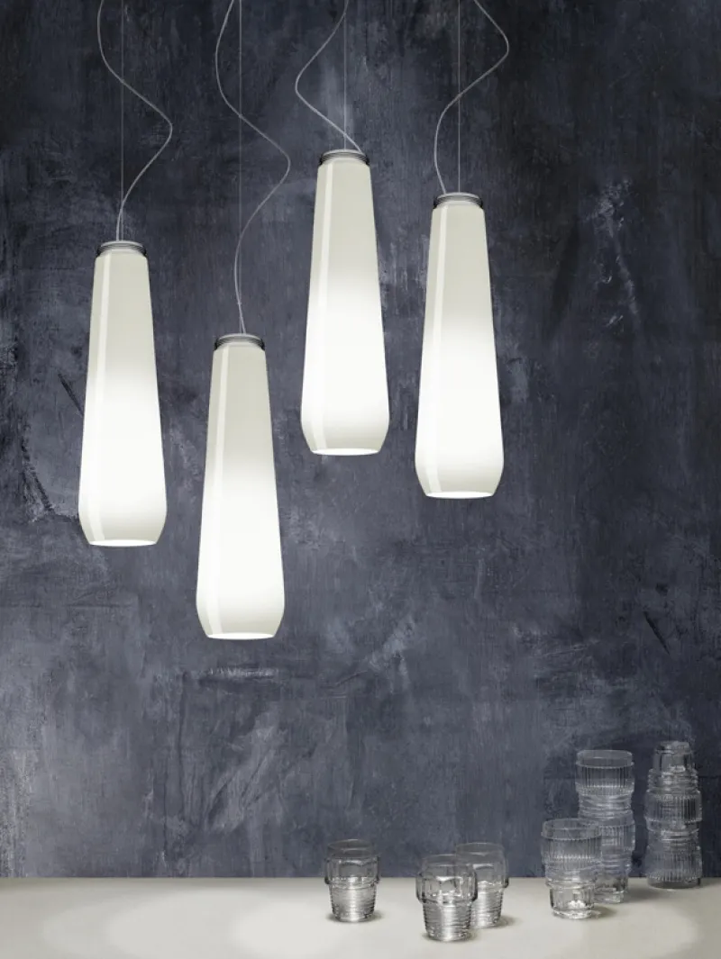 Outlet Glass Drop Pendel, Hvid Glas Lamper|Pendler