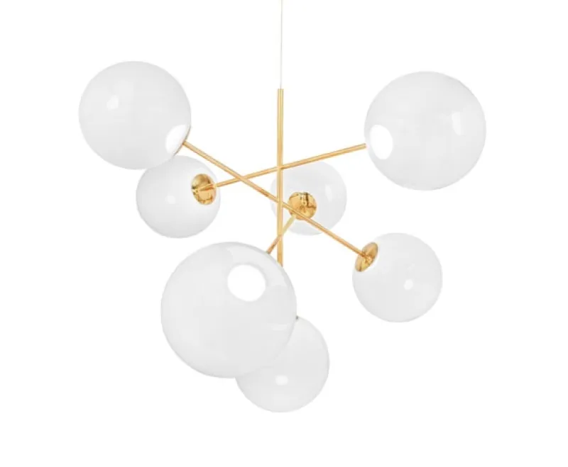 Hot Globe lysekrone large, opal Hvide Lamper|Spisebordslamper