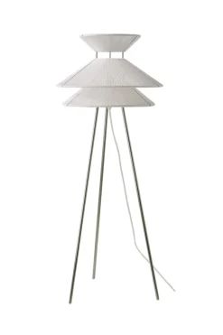 Discount Kiku gulvlampe, hvid/stål Hvide Lamper|Standerlamper