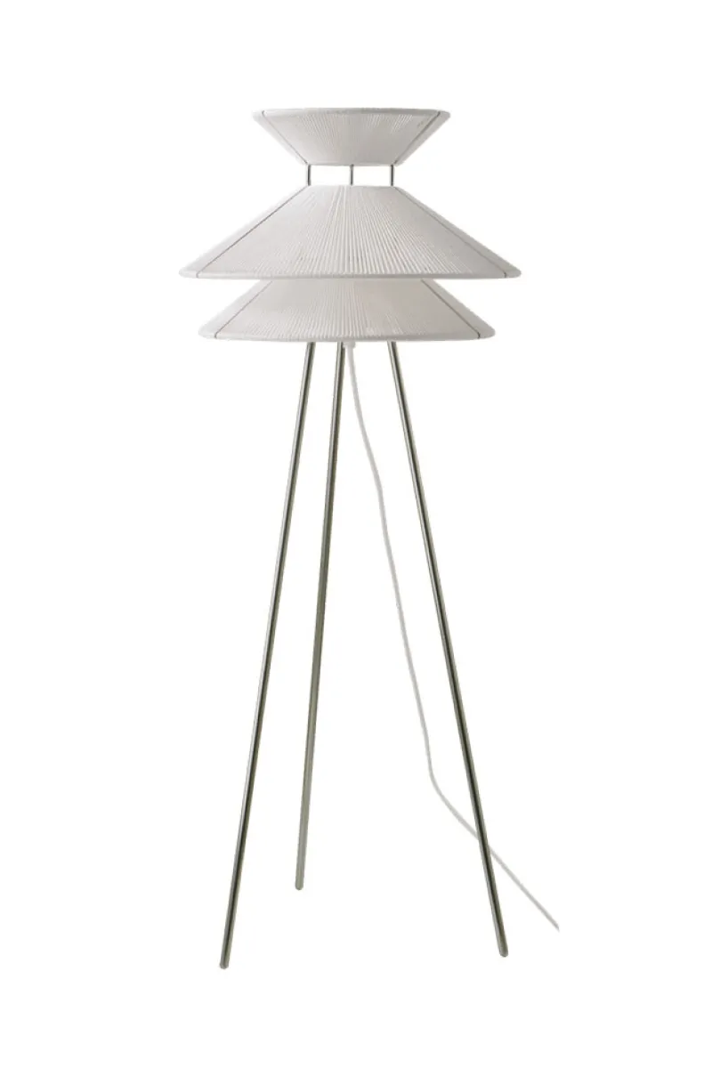 Discount Kiku gulvlampe, hvid/stål Hvide Lamper|Standerlamper