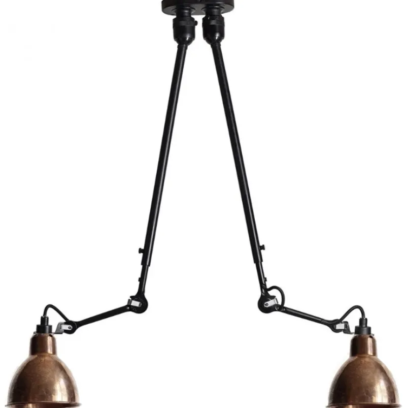 No 302 Double loftlampe, sort/rå kobber Kobberlamper|Industrielle Lamper
