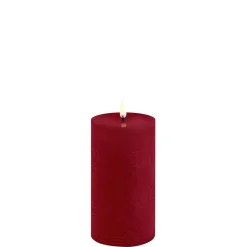LED bloklys, Carmine red, Rustic, 7,8x15 cm Lamper Til Reol|Led Stearinlys