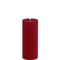Hot LED bloklys, Carmine red, Rustic, 7,8x20cm Lamper Til Reol|Led Stearinlys