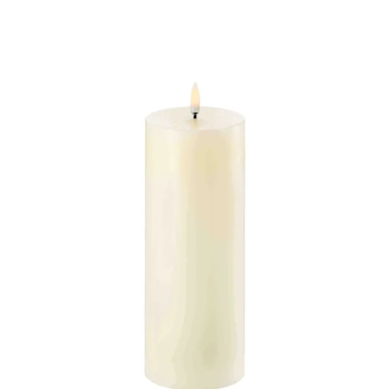 Best LED bloklys, Ivory, Smooth, 7,8x20 cm Lamper Til Reol|Led Stearinlys