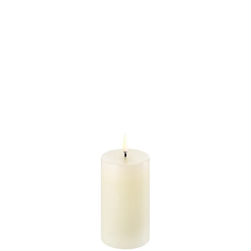 Hot LED bloklys, Ivory, Smooth, 5,8x10 cm Lamper Til Reol|Led Stearinlys