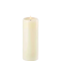 Online LED bloklys m/kant, Ivory, Smooth, 7,8x20 cm Lamper Til Reol|Led Stearinlys