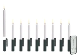 LED juletræslys m. grøn clip, White, 9-pak, 1,3x13,8cm inkl. remote Led Stearinlys