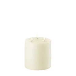 Discount LED triple bloklys, ivory, Smooth, 15x15 cm Lamper Til Reol|Led Stearinlys