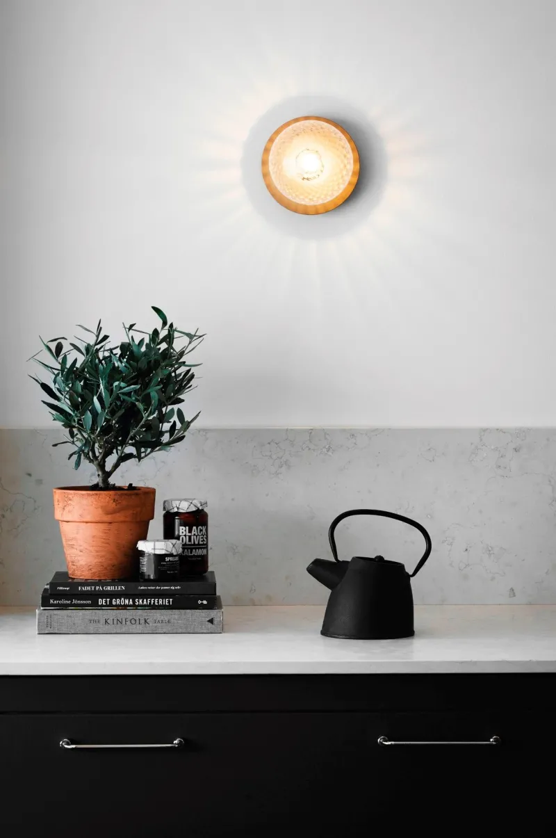 Best Liila 1 medium væglampe / loftlampe IP44, nordic guld/klar Glas Lamper|Vådrumslamper