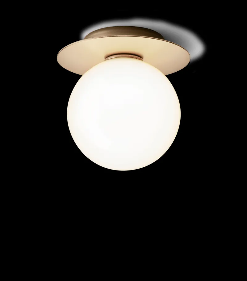 Liila 1 medium væglampe / loftlampe IP44, nordic guld/opal Glas Lamper|Vådrumslamper