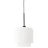 Best Megumi pendel Ø18, sort/opal Hvide Lamper|Glas Lamper