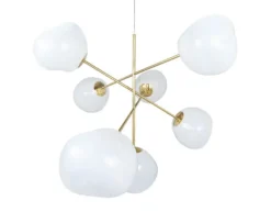 Clearance Melt stor lysekrone, opal/guld Entre Lamper|Lysekroner