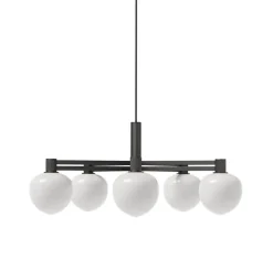 Hot Memoir 5 lysekrone 120, sort/opal Hvide Lamper|Glas Lamper