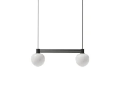 Outlet Memoir 2 side-by-side pendel 120, sort/opal Hvide Lamper|Glas Lamper