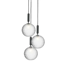 New Miira 3 Large pendel, grå/klar Glas Lamper|Klyngependel
