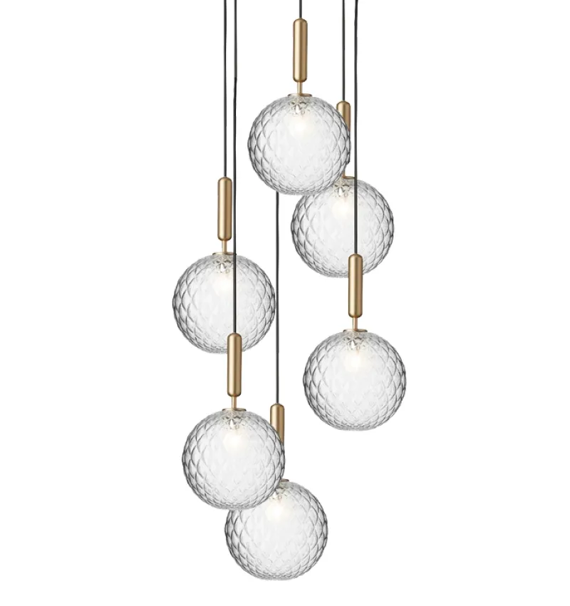 Miira 6 Large pendel, messing/klar Messinglamper|Glas Lamper