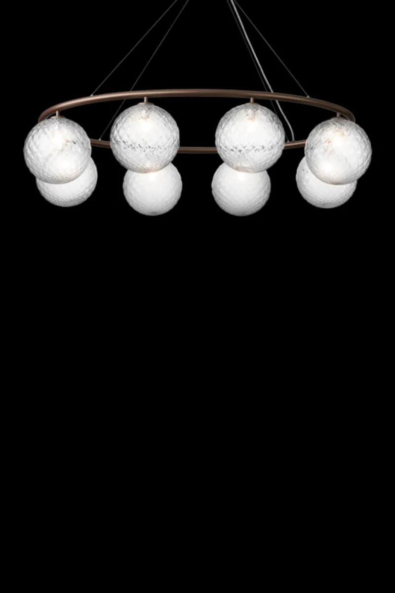 Online Miira 8 Oval lysekrone, mørk bronze/klar Glas Lamper|Moderne Lysekrone
