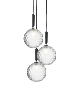 Best Miira 3 pendel, grå/klar Glas Lamper|Klyngependel