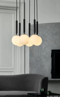 Best Miira 6 pendel, grå/opal Glas Lamper|Klyngependel