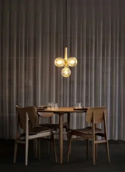 Discount Miira 4 pendel, messing/klar Messinglamper|Glas Lamper