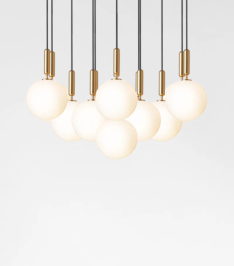 Sale Miira 13 pendel, opal/messing Messinglamper|Glas Lamper