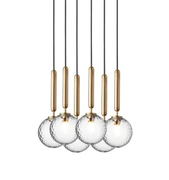 Online Miira 6 pendel, optic/messing Messinglamper|Glas Lamper