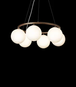 Miira Circular 6, opal/mørk bronze Glas Lamper|Spisebordslamper