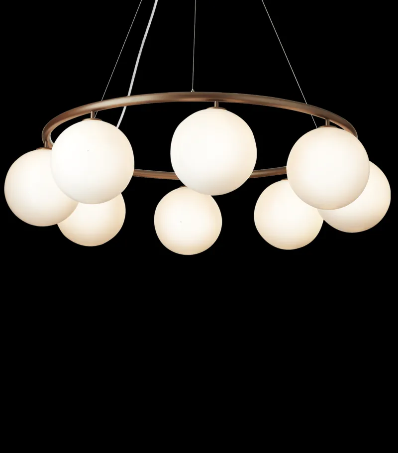 New Miira Circular 8, opal/mørk bronze Glas Lamper|Moderne Lysekrone