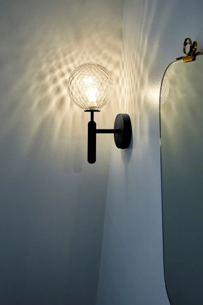 Miira væglampe, grå/klar Glas Lamper|Spejllampe