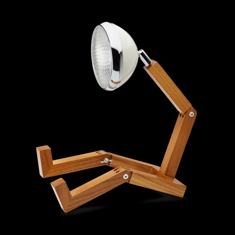 Sale Mr. Wattson bordlampe, Vintage hvid Børn Lamper I Træ|Hvide Lamper
