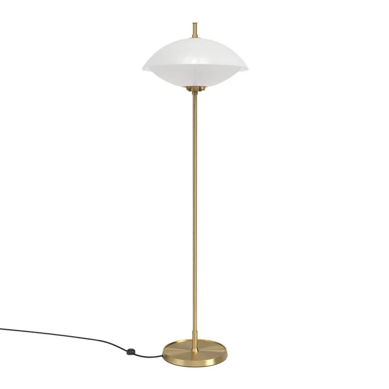 Clearance Musling gulvlampe, opal/messing Messinglamper|Glas Lamper