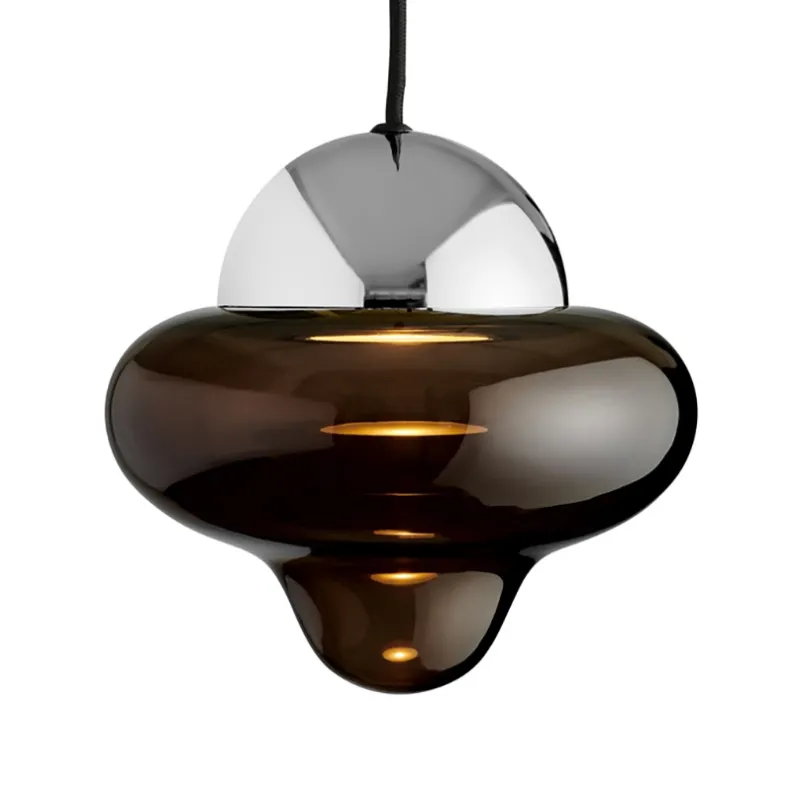 Discount Nutty pendel, brun/krom Glas Lamper|Lamper Til Sofabord