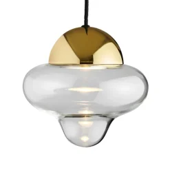 Clearance Nutty pendel, klar/guld Glas Lamper|Spisebordslamper