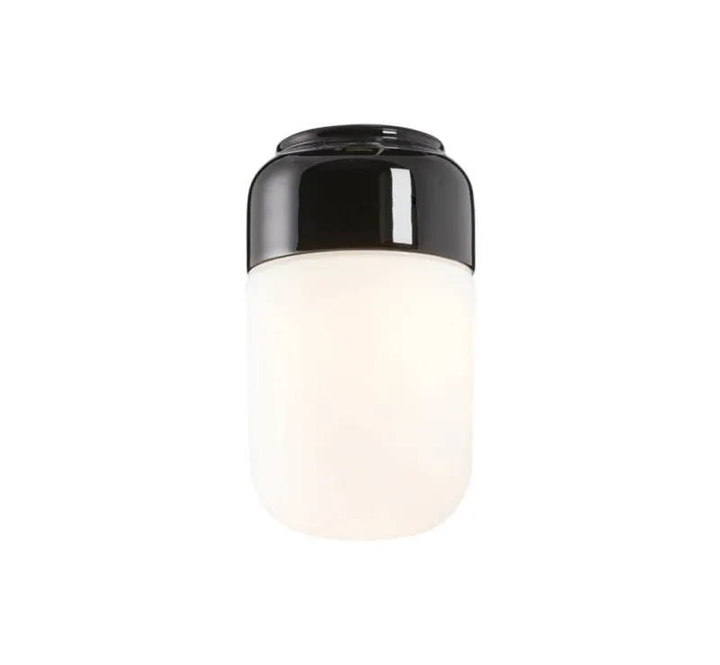 Clearance Ohm 100/170 loftlampe / væglampe, sort/mat opal Sorte Væglamper|Glas Lamper
