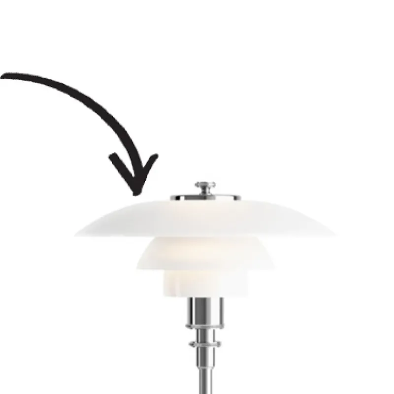 Outlet PH 2/1 glas overskærm t/bordlampe, væglampe og st.krone Glasskærm Mv. Til Ph Lampe