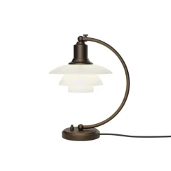 PH 2/2 Luna bordlampe, aged brass/opal Messinglamper|Glas Lamper