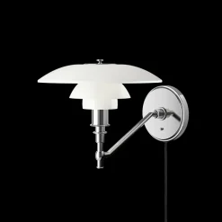 Discount PH 3/2 væglampe m/ledning, hvid opal Hvide Lamper|Glas Lamper