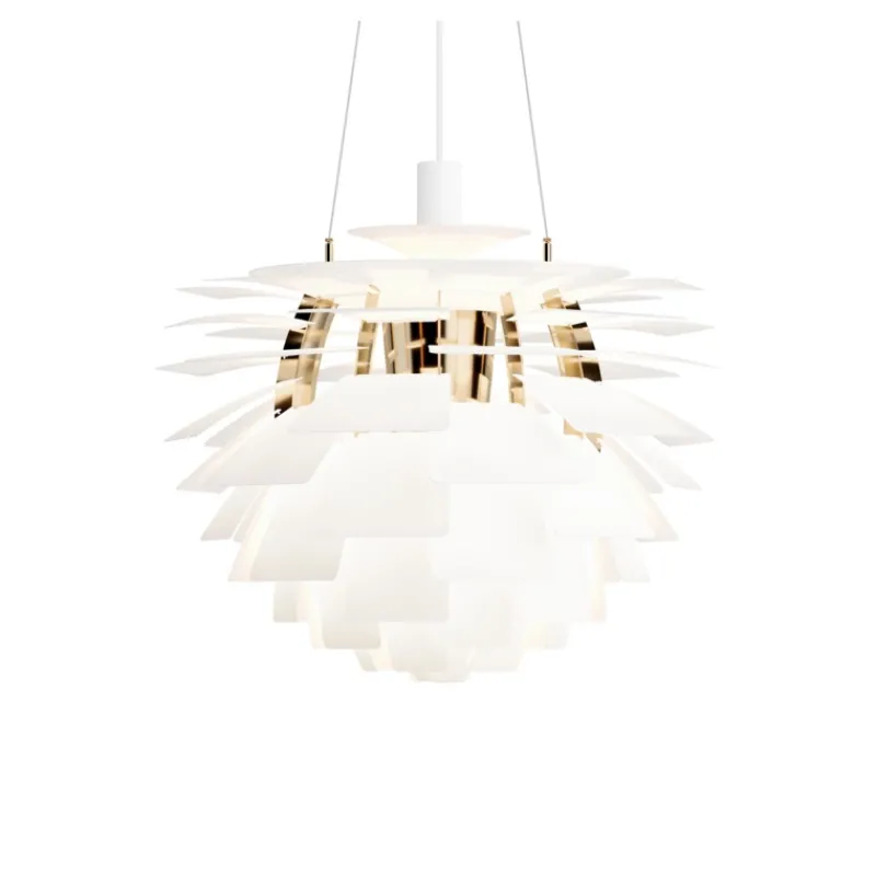Clearance PH Artichoke Ø60 pendel, soft white/messing Messinglamper|Hvide Lamper