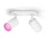 New Hue Fugato White and Color Ambiance dobbelt spot, hvid Spotlampe|Lamper Til Værksted